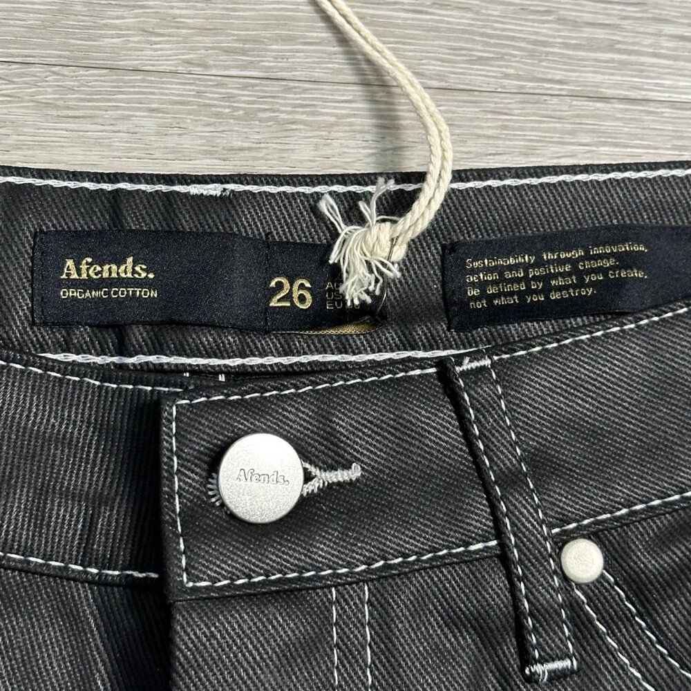 Sample BNWT Afends - Shelby - Women's Organic Denim Coated Black Shorts Size 26 - Picture 5 of 9